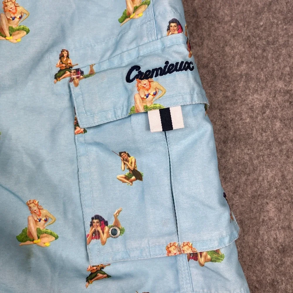 Cremieux Beachwear Board Shorts Mens Large Blue Hula Girls Hawaiian Tropical‎